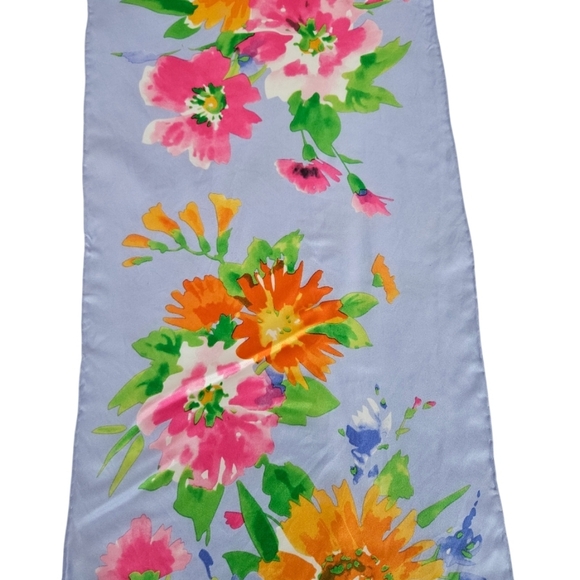 Ralph Lauren 100% Silk  Floral Patterned Scarf Hand Rolled Edges - Picture 3 of 6